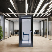 Pod kantor aluminium Modern dengan Stan vokal kedap suara Stan telepon pribadi untuk kantor rumah Hotel atau Mall bingkai baja