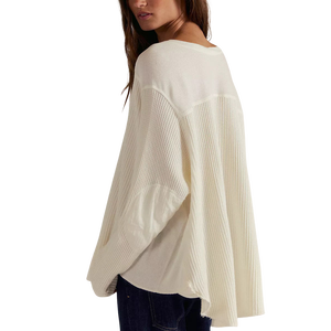 Camiseta de Mujer con Logotipo Bordado Personalizado, Cuello Redondo, Manga Larga, Corte Holgado, Estilo Casual Básico, 100% Algodón - Product Image 2