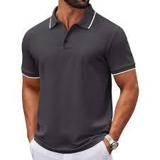 Only for Golf Solid Color Breathable Knitted 100% Cotton Casual <b>Button</b> Front Logo <b>Half</b> Sleeve for <b>Shirt</b> 220g - Product Image 2