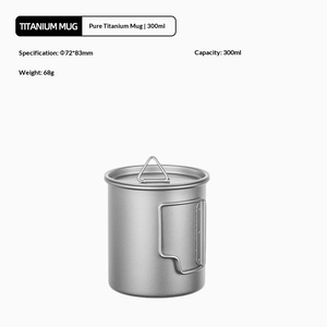 Mug en titane pur avec couvercle, pliable pour l'extérieur, avec poignée, monocouche, résistant à la chaleur, ensemble de voyage portable, tasse à eau de camping - Product Image 5