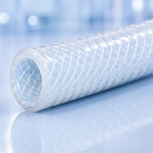 Manguera de Silicona Curada con Platino, Trenzado de Poliéster con Alambre Helicoidal, Flexible, Resistente a Altas Presiones y Vacío, Transparente, Corte 3/4 - Product Image 1