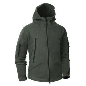 Keven Impex Men's Lightweight <b>Hooded</b> <b>Fleece</b> <b>Jacket</b> Stand Collar Waterproof Breathable Zipper Pockets Front Polyester Fabric - Product Image 3