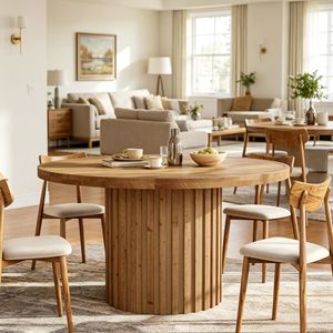 Tavolo da Pranzo in Legno Massello Rettangolare con Piano in Pietra Sinterizzata Effetto Marmo, Arredamento per Sala da Pranzo, Assemblato - Product Image 5