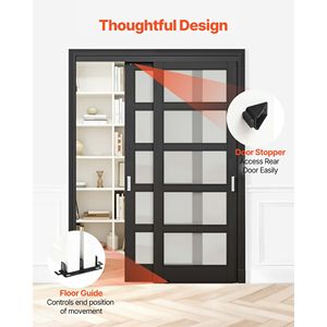 Kit Hardware per Porta Scorrevole a Doppia Guida 5 ft in Lega di Alluminio, Scorrevole e Silenziosa, Facile Installazione - Product Image 5