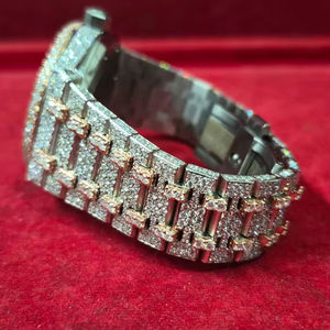 Reloj de Lujo con Diamantes de Laboratorio VVS Moissanite, Correa de Caucho, 41 mm, Diseño Clásico, Resistente al Agua 30M - Product Image 1