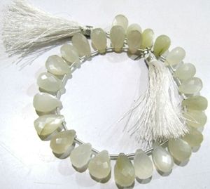 Perles de pierre de lune blanche naturelle en forme de goutte d'eau, facettées, 7x12mm, brillette, 8 pouces de long, perles de pierre de lune en forme de poire - Product Image 2