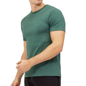 Camiseta de algodón para hombre, corte holgado, con estampado frontal, verde, manga corta, cuello redondo, transpirable, ecológica, de secado rápido, informal, de punto jersey. - Product Image 3