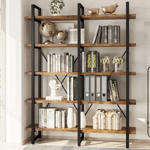Étagère à livres en bois non pliable à double niveau pour la maison, le bureau et le salon - Product Image 5