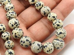 Venta al por mayor de esferas lisas de jaspe dalmático, piedra preciosa natural auténtica, de 10-12 mm, en blanco y negro, para joyería. - Product Image 2