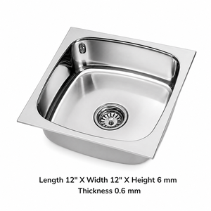 Square Steel Single Bowl Undermount One Polished Kitchen <b>Sink</b> Countertop Basin Washable Lightweight Modern 5 Year Warranty Home - Product Image 4