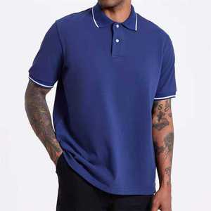 Men's <b>Blue</b> Short Sleeve Solid Color Oxford <b>Polo</b> <b>Shirt</b> Casual Woven Regular Fit - Product Image 3