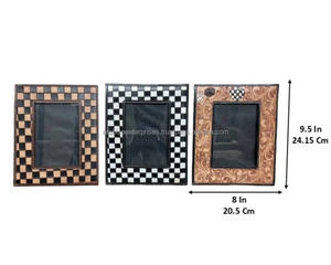กรอบรูปกระดานหมากรุกสีดำและสีขาวอุปกรณ์ตกแต่งด้วยหนังและกรอบรูปติดผนังของตกแต่งบ้านแบบทันสมัย - Product Image 2