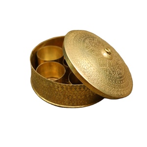 กล่องทองเหลืองทำมือดีไซน์สวยกล่องเครื่องเทศดีไซน์สวยทำจากโลหะทองเหลืองสัมผัสทอง - Product Image 2