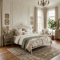 Cadre de lit Queen Size en fer forgé réglable, fait main, style victorien, plateforme métallique robuste, mobilier de chambre OEM