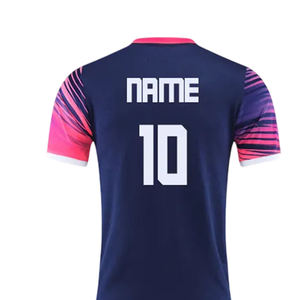 Ensemble de maillots de football unisexe, bleu foncé, dégradé rose, sans manches, respirant, imprimé par sublimation, coupe régulière pour adulte, 100% polyester - Product Image 2