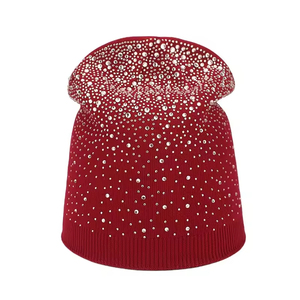 Elegant Unisex Beanie Hat With Rhinestone Decoration Solid Color Knitted <b>Winter</b> <b>Cap</b> For Adults - Product Image 6