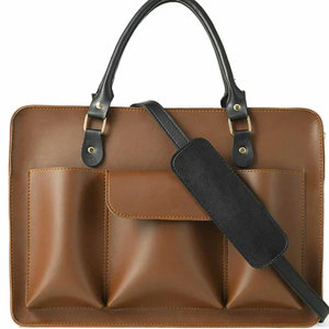 Sac à bandoulière en cuir véritable de haute qualité, personnalisable, durable, pour ordinateur portable, idéal pour les voyages, les réunions, le travail quotidien, avec rangement organisé - Product Image 1