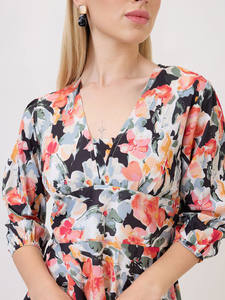 เดรสลำลองผู้หญิงคุณภาพดีไซน์ใหม่ระดับไฮเอนด์ ผ้าเครปพิมพ์ลายดอกไม้ สไตล์ใหม่ แขนยาวปานกลาง เซ็กซี่ - Product Image 2