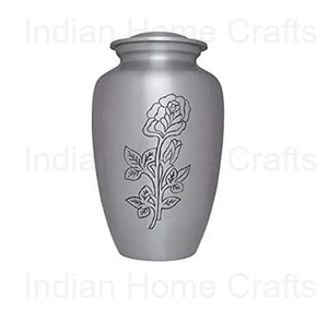 Silver Aluminum European Style Cremation Urn for Adult & Pet Ashes <b>Keepsake</b> Vase with Engraved Rose Pattern <b>Memorial</b> Decoration - Product Image 4