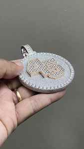 Collar Personalizado con Colgante de Diamante Moissanite Redondo de 45 Números, Chapado en Oro Rosa y Plata, Estilo Hip Hop, para Hombre - Product Image 4