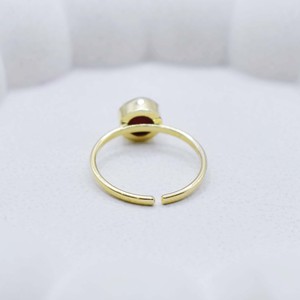 Raw Garnet <b>Adjustable</b> <b>Ring</b> Gold Plated Collet Set Natural Gemstone Handmade January Birthstone <b>Ring</b> Gift for Women - Product Image 4