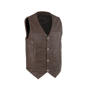Gilet de motard personnalisé en cuir véritable respirant pour homme, sans manches, avec poches, 100 % polyester, service OEM - Product Image 3