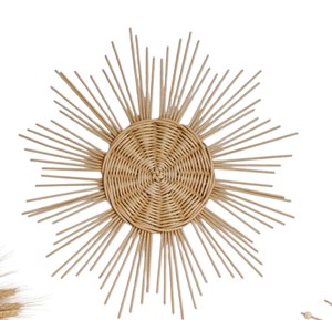 Décoration murale bohème en forme de soleil pour chambre de garçon, sculpture en rotin, décoration pour enfants, étoile suspendue en fibre de osier durable - Product Image 1