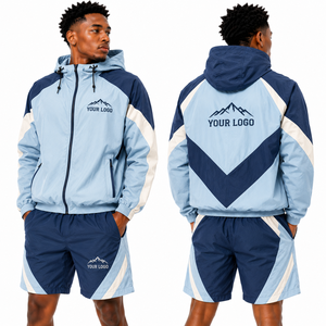 Conjunto de Chaqueta y Pantalones Cortavientos con Capucha Personalizados para Hombre, Resistentes al Agua, para Primavera, Venta al Por Mayor, Ropa Deportiva para Exteriores, Suministro de Fábrica - Product Image 5