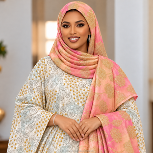Tissu de robe de luxe en jacquard uni Fransawi Dirac avec détails perlés élégants pour la mode nuptiale somalienne des filles, idéal pour les occasions traditionnelles - Product Image 1