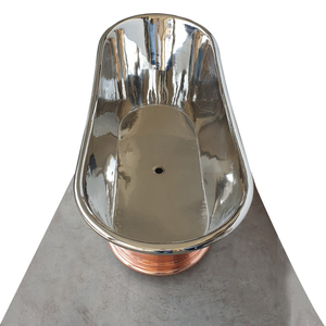 Bañera de Cobre Hecha a Mano, Interior en Níquel, Exterior en Cobre Brillante, Bañera Independiente de Diseño para Spa, Hotel y Baño - Product Image 4