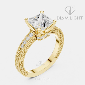 Anillo de Diamante Cultivado en Laboratorio con Corte Princesa de 2.15CT en Oro Blanco de 14KT, Color F+, Claridad VS+, Certificado IGI, Anillo de Compromiso y Boda, Ideal para Regalo - Product Image 4