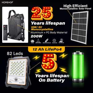 Homehop Solar Flood Light Outdoor 200 Watts Waterproof Automatic 82 LED Wall Lamp with Motion Sensor for Garden, Cool White - Product Image 3