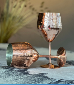 Hammered Copper <b>Wine</b> Glass Long Stem <b>Wine</b> <b>Goblet</b> Luxury Party Cocktail Glass Handmade Custom Color - Product Image 1