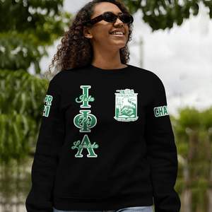 Chaqueta Universitaria Personalizada Iota Phi Lambda, Sudadera Universitaria Negra Personalizada de la Hermandad Iota Phi Lambda - Product Image 2