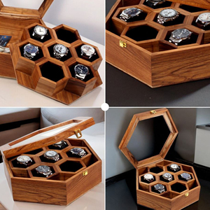 Caja de Reloj de Madera con Interior de Fibra de Carbono, Estuche de Exhibición de Relojes de Madera para Marcas de Lujo por AYAANS - Product Image 6