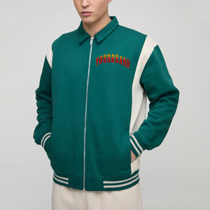 Chaqueta Varsity Verde Personalizada para Hombre con Logotipo Bordado, Cierre de Cremallera Frontal, Estilo Casual para Otoño, Corte Regular - Product Image 4