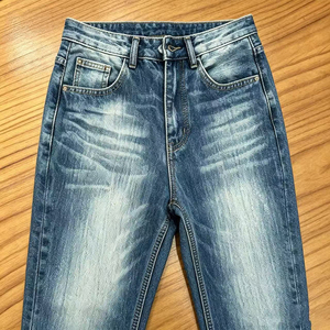 Jean en denim évasé taille haute pour homme, en coton tissé délavé, couleur unie, style décontracté automne - Product Image 5