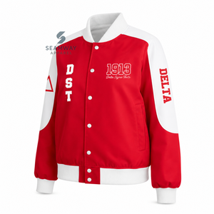Delta |   Sigma |   Blouson de course en sergé de coton Theta Sorority pour femme, veste de sport universitaire, blouson de motard haute performance, vêtement d'extérieur - Product Image 2