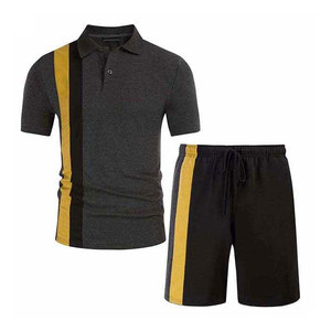 Stylish Plus Size Mens Winter <b>Set</b> Two Piece Outfit Short Sleeve Polo Shirt Matching Bottom Breathable Sports Casual Clothing <b>Set</b> - Product Image 1