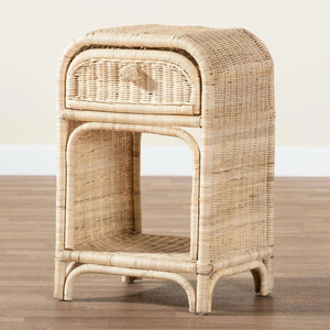 Hot Trend Natural Rattan Nightstand Unique Arch Top Side Table Accent Cabinet with <b>Drawer</b> Wholesale Suitable For Bedroom Decor - Product Image 5