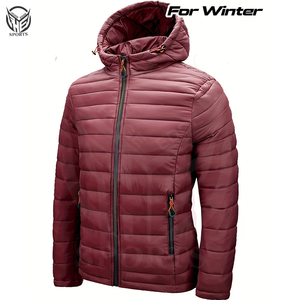 Chaqueta de Invierno Acolchada con Capucha, 100% Poliéster, Gruesa, con Cierre de Cremallera, Tejido Brillante, Secado Rápido, Transpirable, Resistente al Viento, OEM, para Hombre - Product Image 5