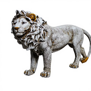 Resin Standing Lion <b>Statue</b> Resin Gold Finish Lion for Home Decoration Home decor table decor decorative items - Product Image 1