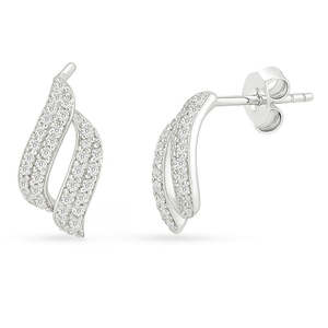 Super vente flash de septembre, boucles d'oreilles pendantes en argent rhodié 925 Sterling Silver Dancing Wave pour femmes, Saint-Valentin - Product Image 6