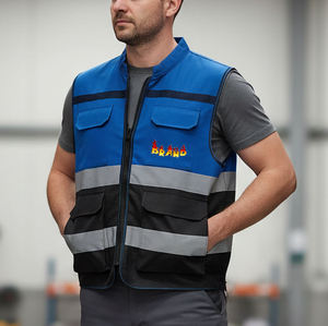 Gilet de travail réfléchissant durable avec bandes haute visibilité, conçu pour la sécurité au travail, gilet de sécurité pour hommes - Product Image 1