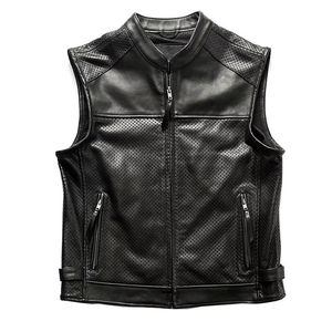 Gilet en cuir sans manches pour homme, style rétro, coupe ajustée, élégant, streetwear, décontracté, respirant, service OEM - Product Image 1