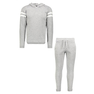 Conjunto Deportivo Unisex Gris con Capucha, Transpirable, de Secado Rápido, Manga Larga, Color Sólido, Poliéster/Spandex, Sudadera y Pantalones, Corte Regular - Product Image 1