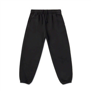 Pantalon de survêtement noir pour homme, taille élastique avec cordon de serrage, style décontracté, en coton tricoté mi-lourd, idéal pour l'automne - Product Image 1
