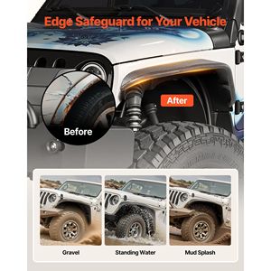 Parafanghi Anteriori e Posteriori per Jeep JK/JKU 2/4 Porte 2007-2018, Neri Testurizzati Verniciabili, Compatibili con Parafanghi Auto - Product Image 3