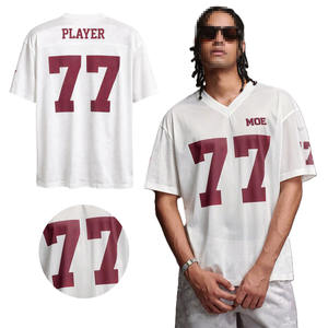 Maillot de football américain surdimensionné en maille 220 GSM, streetwear, col en V, impression de numéro personnalisée, marque privée, production en gros OEM - Product Image 1