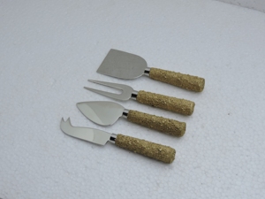 Juego de 4 utensilios para queso ecológicos, antideslizantes y ligeros, con cuchillas de acero inoxidable y mangos de mármol, aptos para horno, solo lavar a mano. - Product Image 2